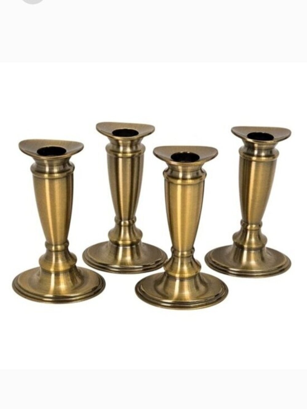 Brass Valerie Parr Hill Oval Base Gold Metal Candle Stick Holders‎ (Set of 4)
